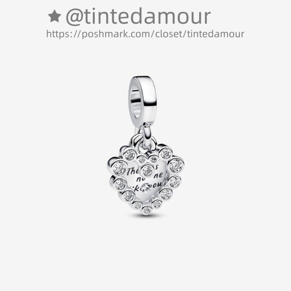 Pandora Sparkling Heart Double Dangle Charm - Picture 1 of 2